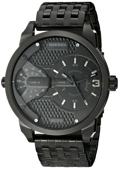 Diesel DZ7316 Mini Daddy Dual Time Men's Watch – Black Dial & Black Stainless Steel Strap