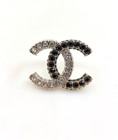18K  Chanel Black & White Crystals Brooch