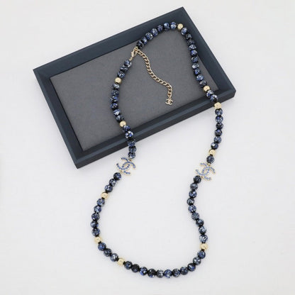 18K  Chanel Black Pearl Long Necklace