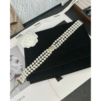 18K  Chanel Choker Pearl Chain Necklace