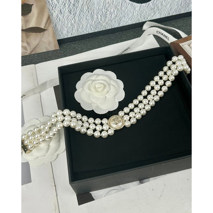 18K  Chanel Choker Pearl Chain Necklace