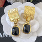 18K  Chanel Black Crystal Earrings