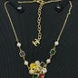 18K  Chanel Color Crystal Gold Necklace