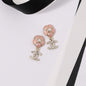 18K  Chanel Black & Pink Camellia Diamond Earrings