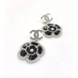 18K  Chanel Black Pearl Camellia Earrings