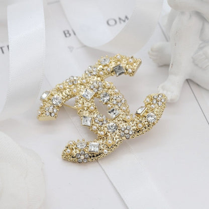 18K  Chanel Crystal Gold Brooch