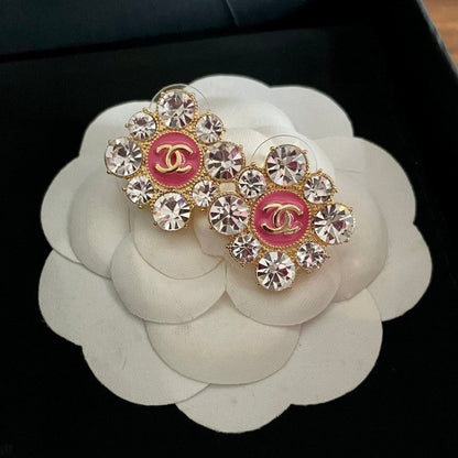 18K  Chanel Color Flower Diamond Earrings