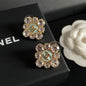 18K  Chanel Color Flower Diamond Earrings