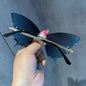 IL - Vintage Rimless Butterfly Sunglasses - Luxury Diamond-Encrusted Oversized Sun Glasses